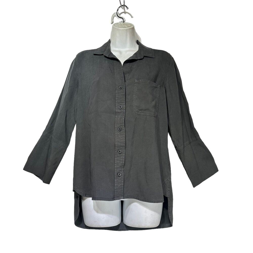 Anthropologie Cloth & Stone Gray Tencel Button up Blouse Size XS